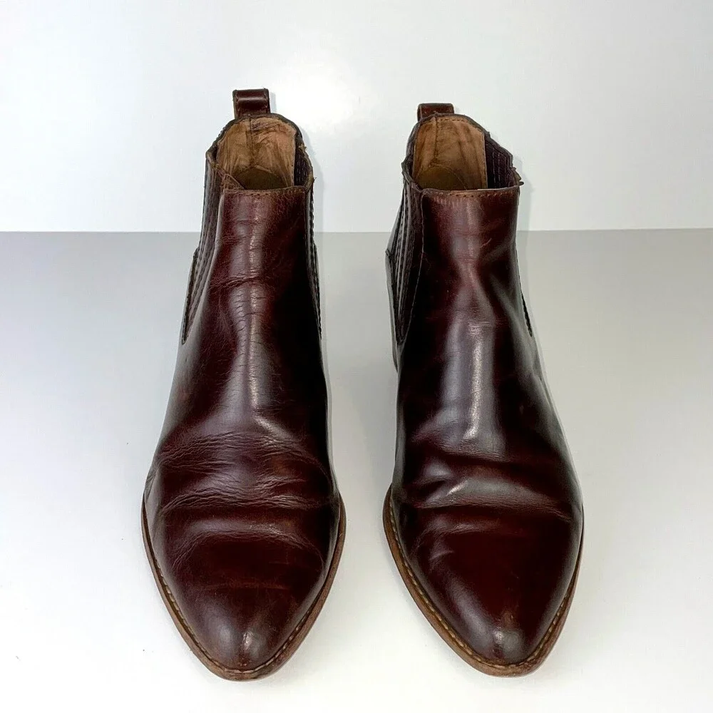 Madewell Bonham Boot Chelsea Western Ankle Bootie Cherry Wood Brown Leather Sz 8